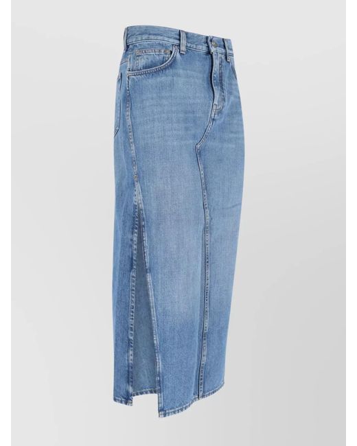 Givenchy Blue Denim Mid-Rise Midi Straight Skirt