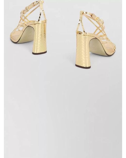 Jimmy Choo Felice Metallic Beaded Block Heel Sandals