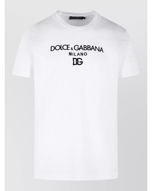 Dolce & Gabbana White Cotton Crew Neck Short Sleeve T Shirt for men