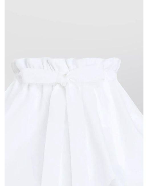 Patou White Silk Blend Midi Skirt Bow Detail