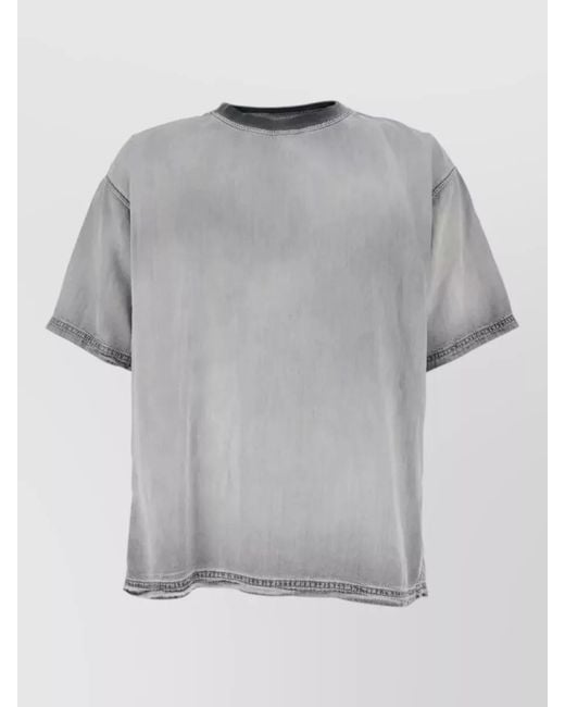 DIESEL Gray Ribbed Crew Neck Faded Effect T-Shirt for men