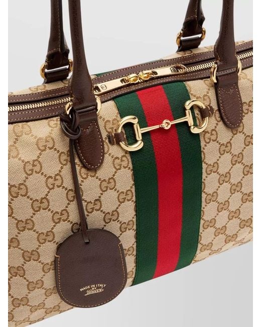 Gucci Natural Horsebit Tote Bag Signature Pattern
