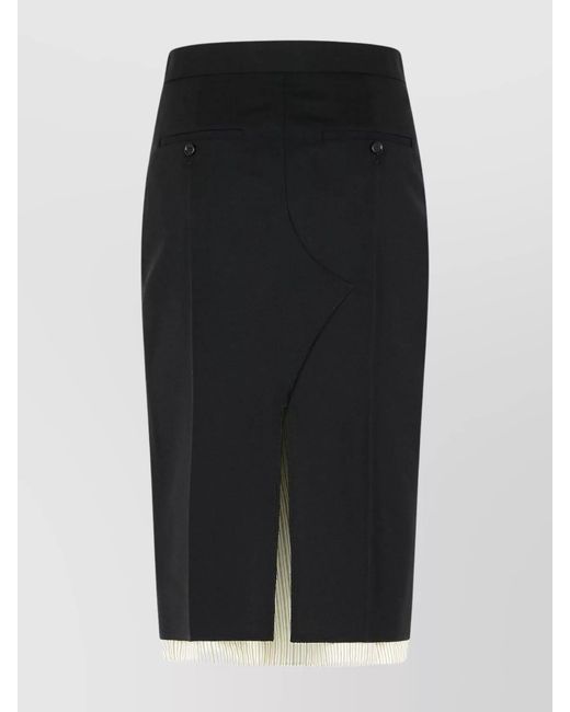 Marni Black Virgin Wool Asymmetric Midi Skirt