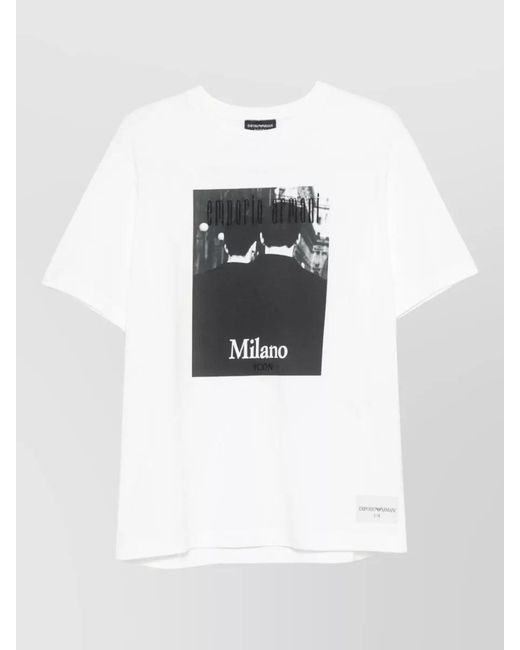 Emporio Armani White Cotton Printed T-Shirt for men