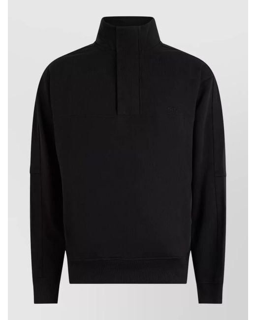 Boss Black Cotton High-Collar Zip Sweatshirt for men