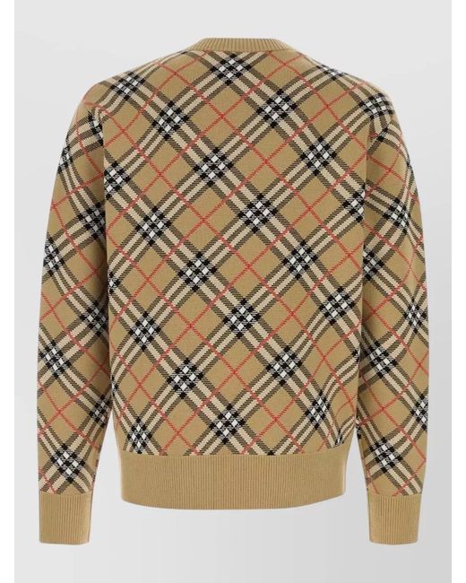 Burberry Gray Checked Wool-Blend Long-Sleeve Jumper for men