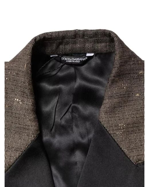 Dolce & Gabbana Gray Double Breasted Two Button Peak Lapel Jacket for men