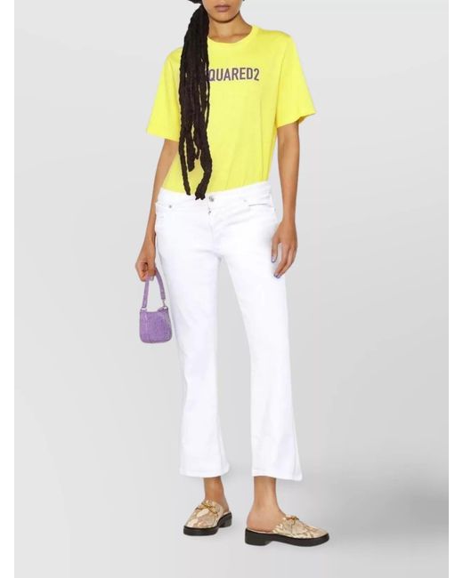 DSquared² White Cropped Flared Trousers