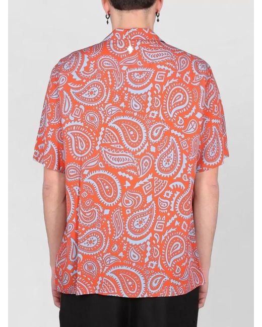 Marcelo Burlon Red Paisley Bowling Collar Short Sleeve Shirt for men