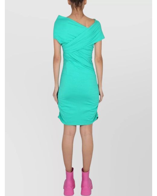 MSGM Blue Cotton Draped Maxi Dress