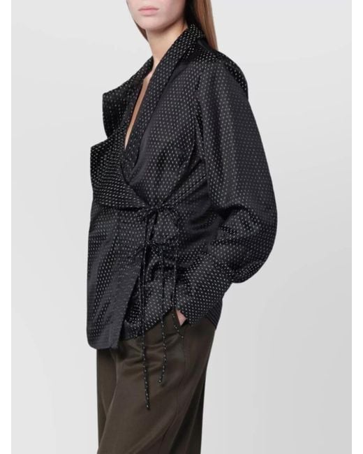 Dries Van Noten Black Jacquard Wrap Shirt