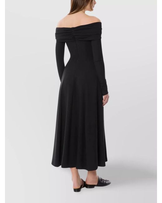Alberta Ferretti Black Off The Shoulder Evening Dress
