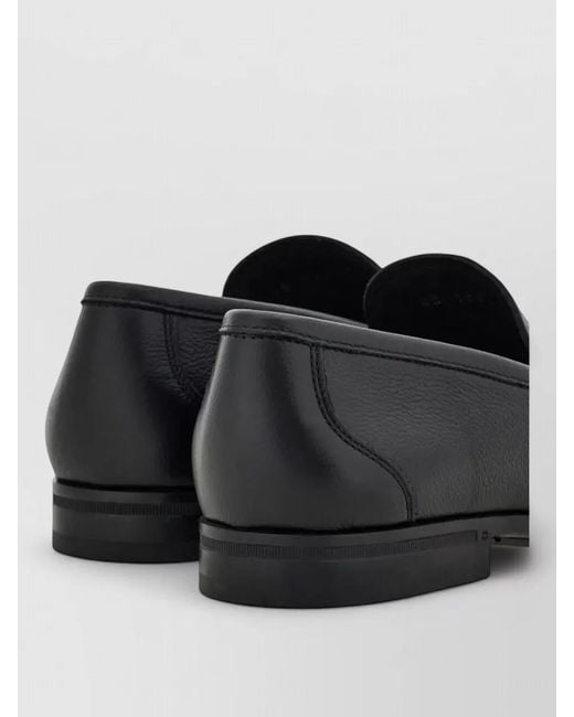 Ferragamo Black Leather Loafers for men