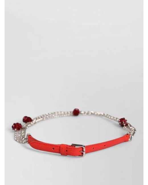 Dolce & Gabbana Metallic Leather Chain Floral Belt