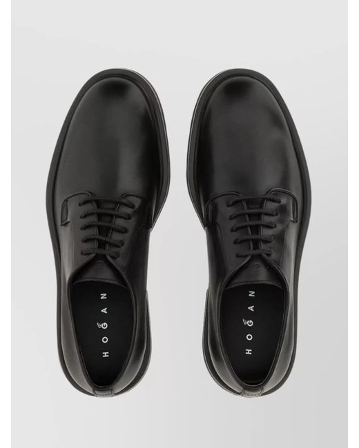 Hogan Black Leather Derby Shoes for men