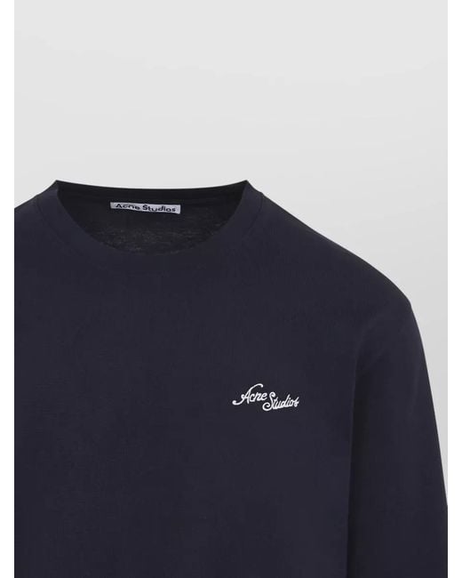 Acne Blue Long Sleeve Crew Neck Organic Cotton T-Shirt for men