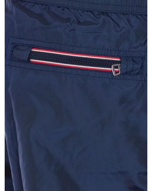 Moncler Blue Logo Swim Shorts Drawstring Waistband Pockets for men