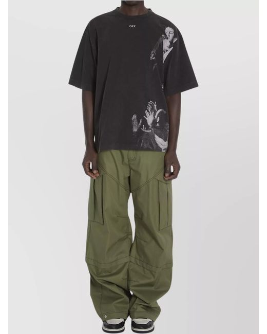 Off-White c/o Virgil Abloh Green Cotton Straight-Leg Cargo Trousers for men