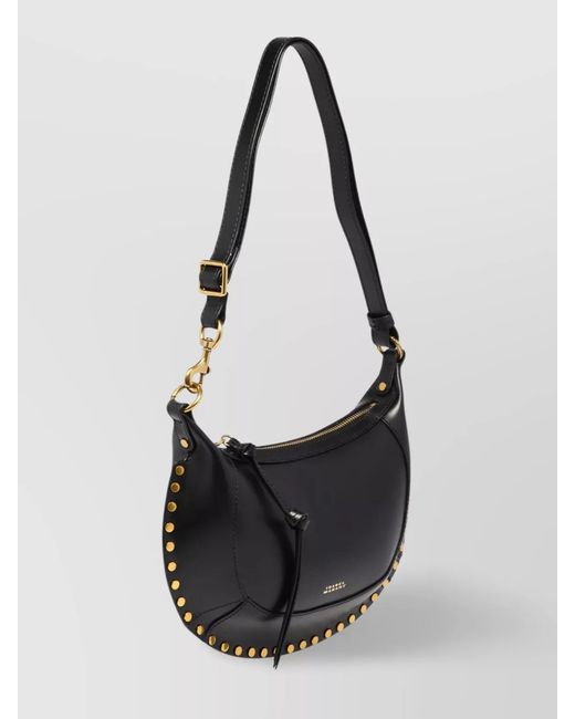 Isabel Marant Black Oskan Moon Small Leather Shoulder Bag
