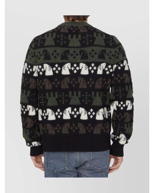 Burberry Black Ribbed Relaxed-Fit Checked Wool Jumper for men