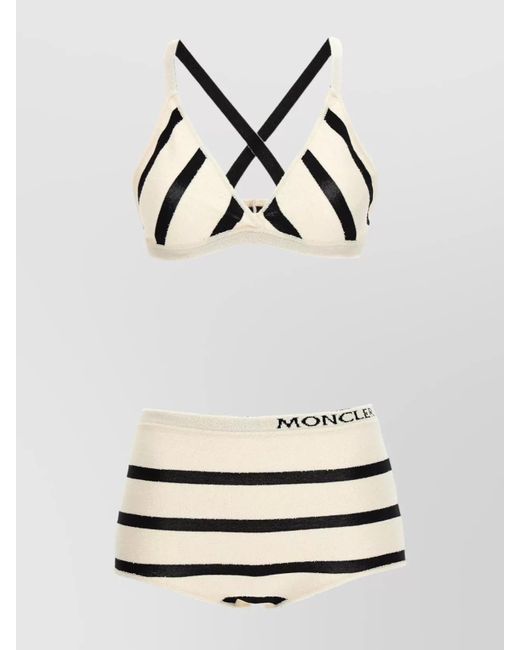 Moncler Multicolor Cross-Back Design Striped Bikini