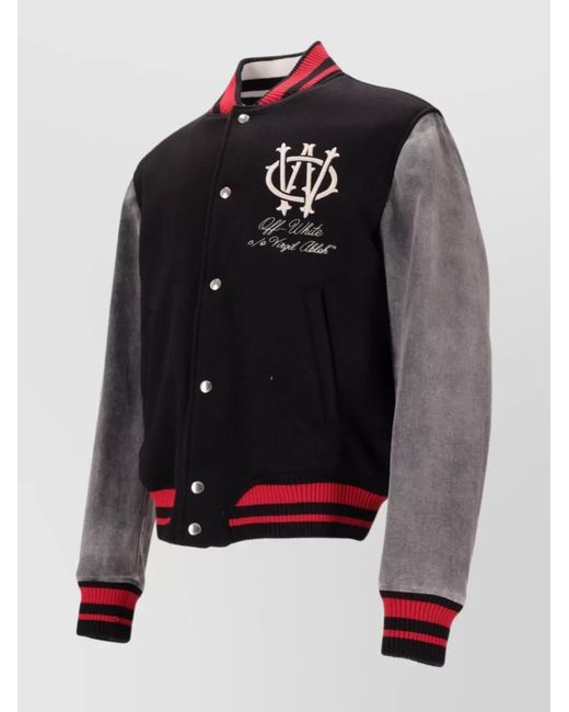 Off-White c/o Virgil Abloh Black Gothic Ow Wool Den Reg Varsit/Froz for men
