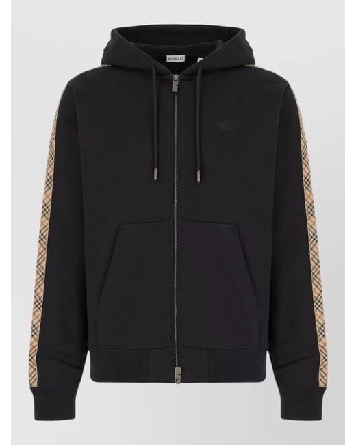 Burberry Black Cotton Zip-Up Hooded Sweatshirt for men