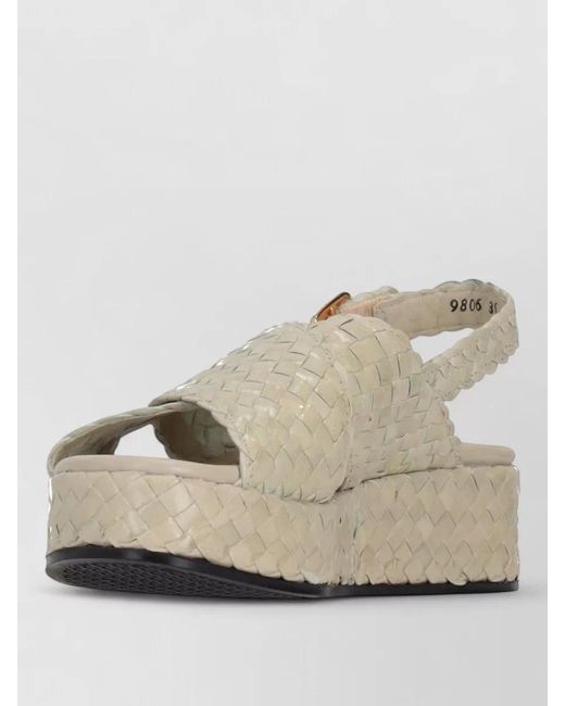 LA ROSE Natural Forli Platform Slides Woven Slingback Design