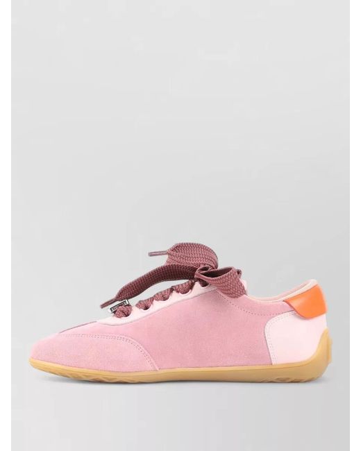 Roger Vivier Pink Suede Leather Low-Top Sneakers
