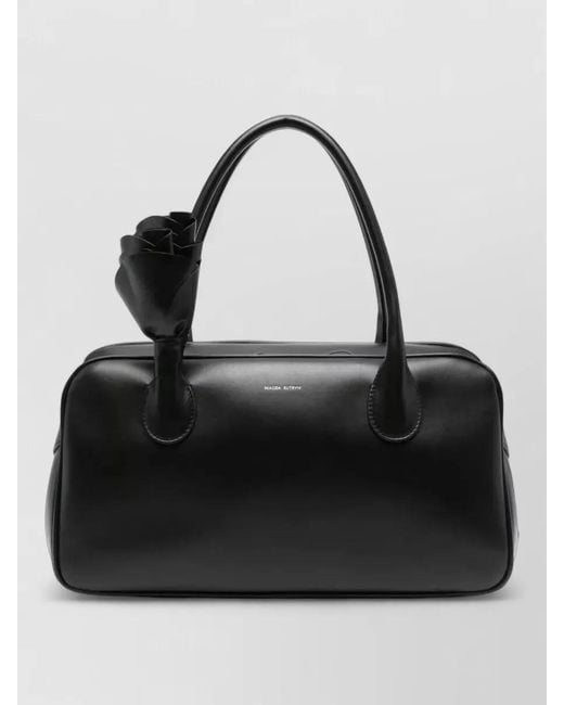 Magda Butrym Black Brigitte Shoulder Bag Top Handles Floral Detail