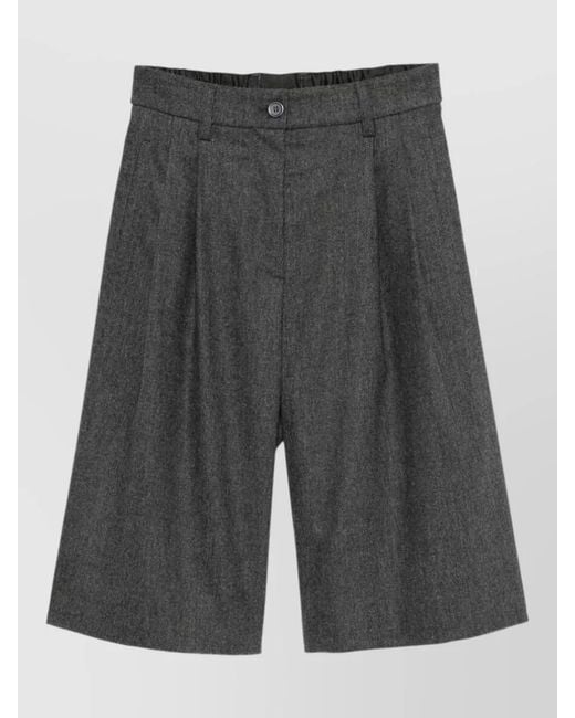 Emporio Armani Gray High Waisted Tailored Shorts Pleated Design