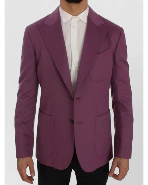 Dolce & Gabbana Purple Cashmere Silk Slim-Fit Blazer for men