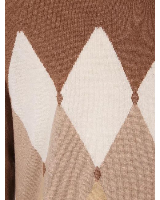 Ballantyne Brown V Neck Pullover Argyle Pattern Knit for men