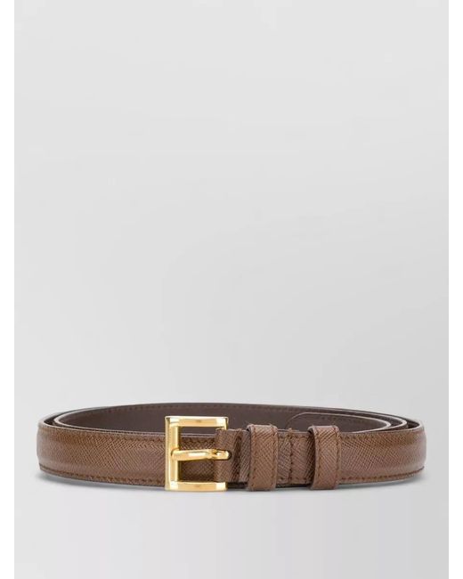 Prada Multicolor Square Buckle Belt Textured Calf Leather