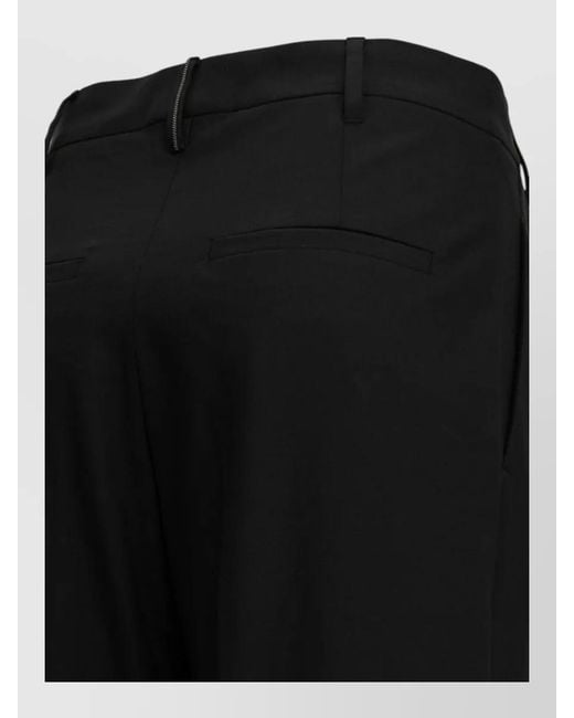 Brunello Cucinelli Black Tailored Pleated Pants Belt Loops Pockets