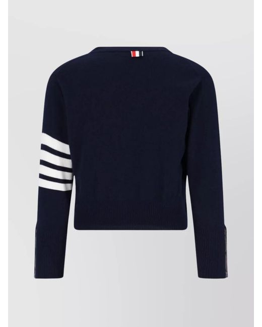 Thom Browne Blue Cashmere Crewneck Cardigan for men