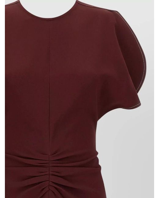 Victoria Beckham Purple Bela Dress Ruched Detail Short Sleeves