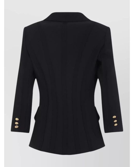 Elisabetta Franchi Black Polyester Double-Breasted Blazer