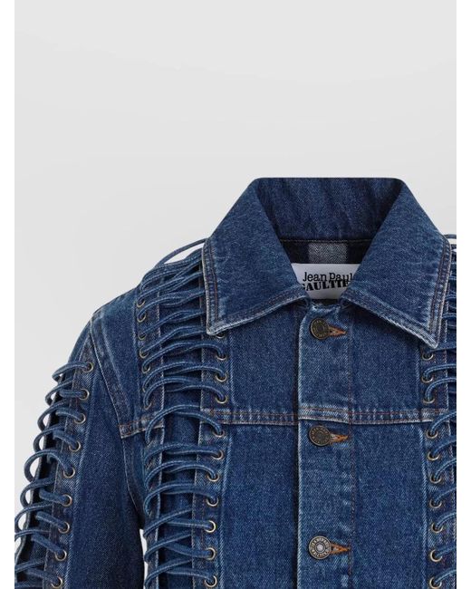 Jean Paul Gaultier Blue Corset Denim Jacket Lace Up Design