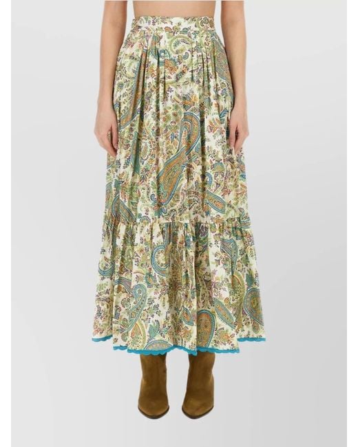 Etro Green Cotton Maxi Skirt