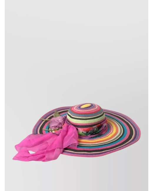 Dolce & Gabbana Pink Wide Brim Straw Sun Hat