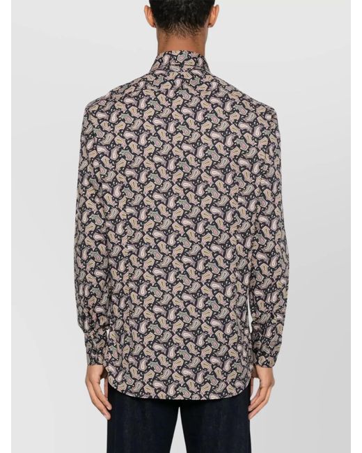 Etro White Printed Cotton Long-Sleeve Shirt for men