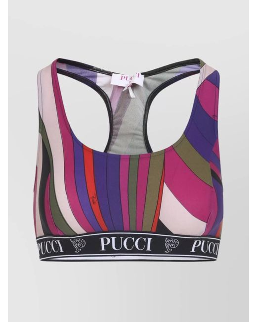 Emilio Pucci Pink Printed Racerback Sports Bra
