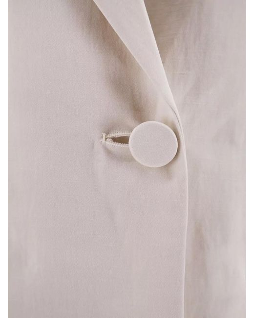 Alysi Natural Double Breasted Lyocell Linen Blazer Jacket