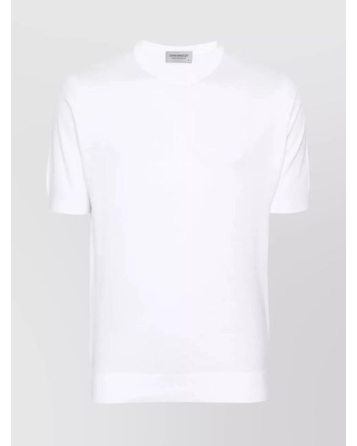 John Smedley White Fine Knit Cotton T-Shirt Kempton for men