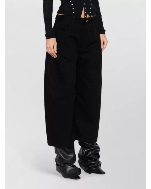The Attico Black Denim Oversized Wide-Leg Trousers