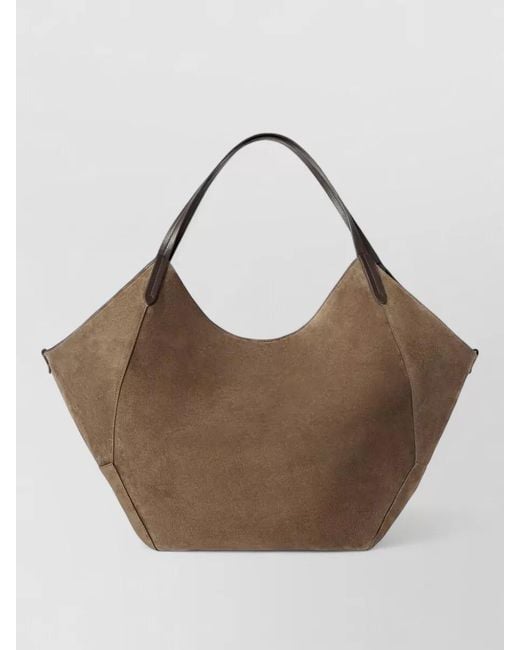 Brunello Cucinelli Brown Tote Bag Dual Handle Silk Nylon
