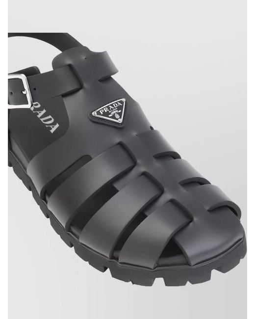 Prada Gray Sandals Cage Design Open Toe Round for men