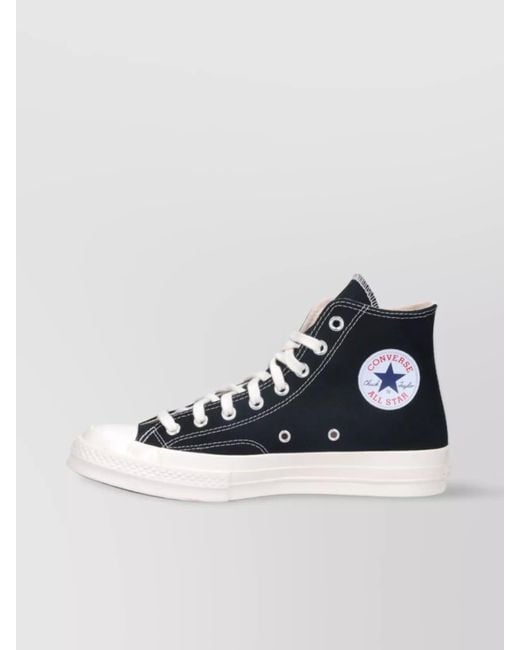 COMME DES GARÇONS PLAY Blue Heart Stitched Canvas Low Top Sneakers