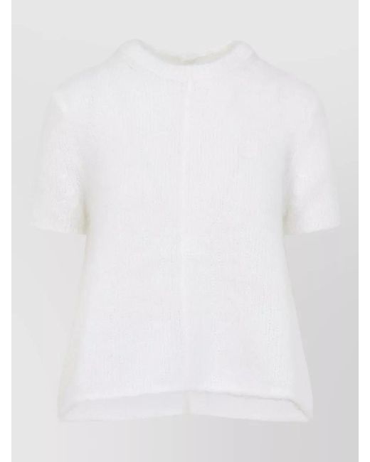 Loewe White Mohair Short Sleeve Sweater